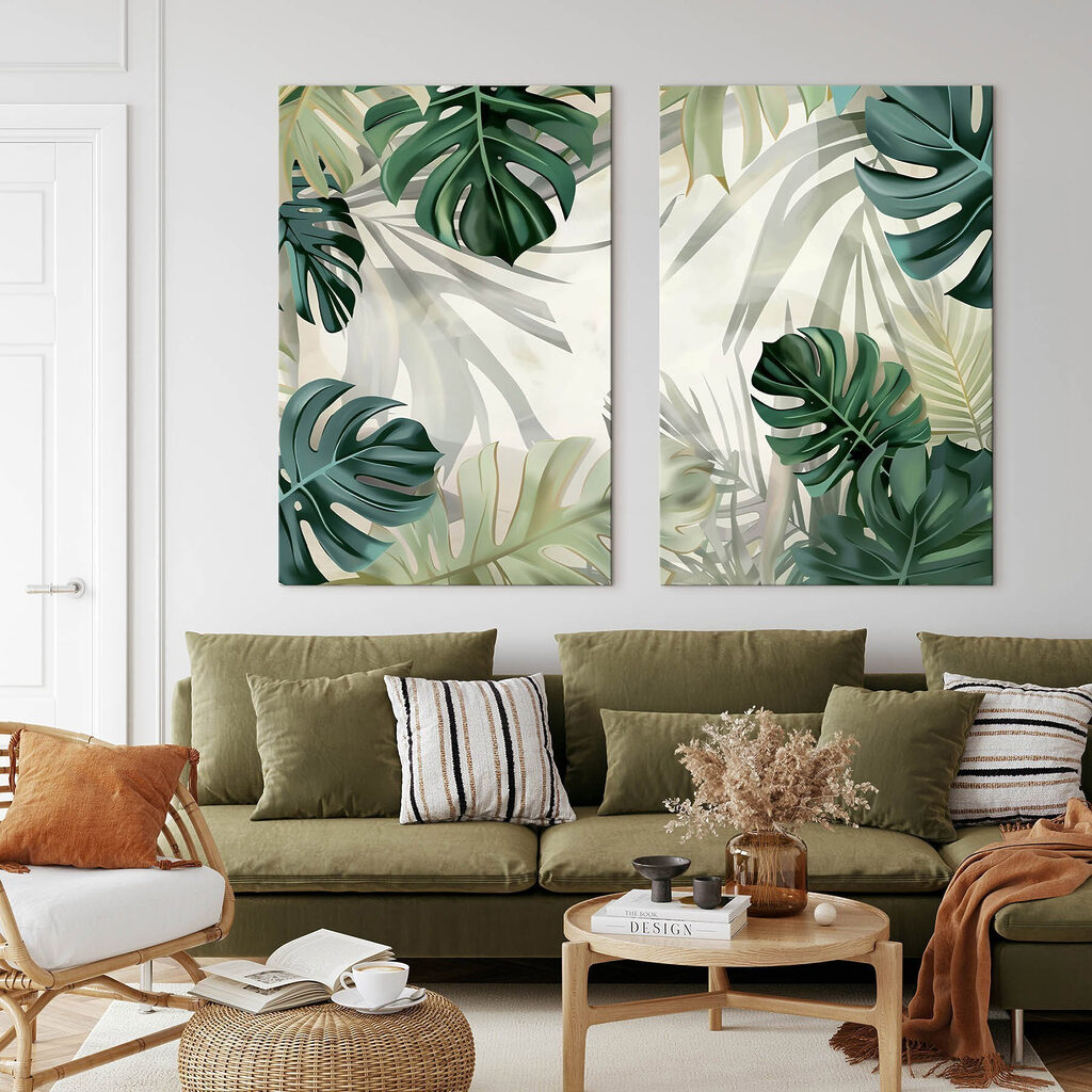 Verde tropical cu umbre într-un interior