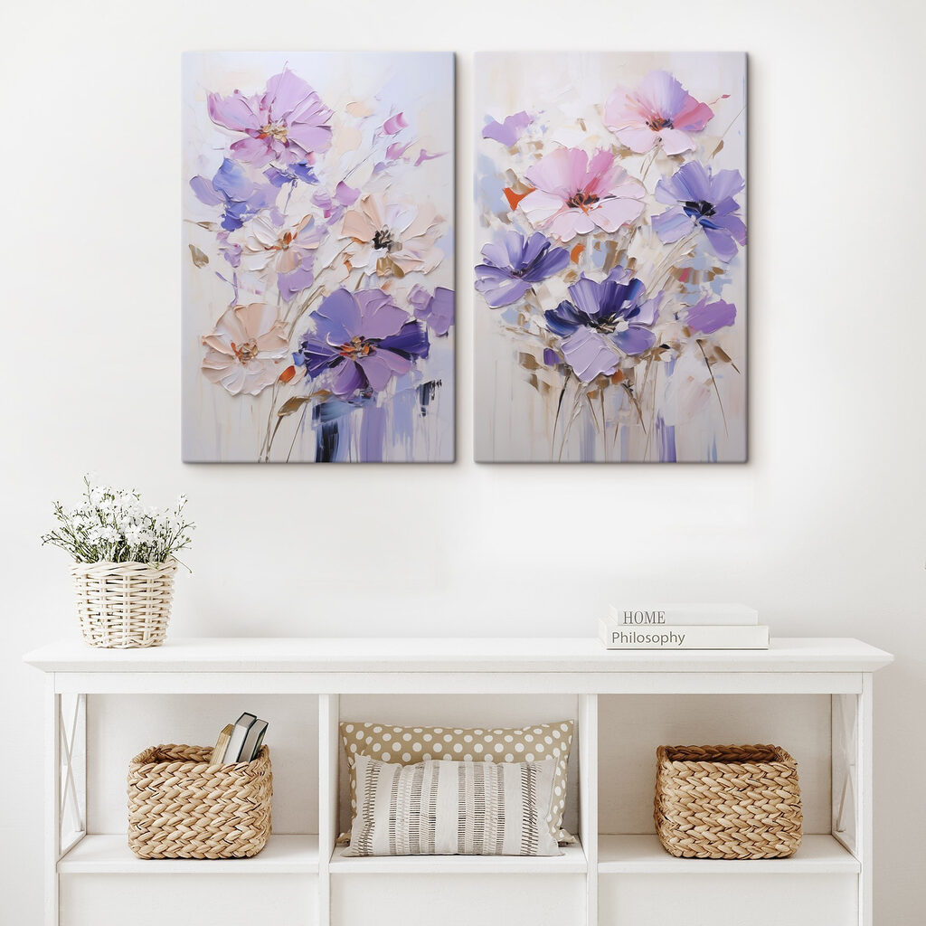 Buchet liliachiu într-un interior