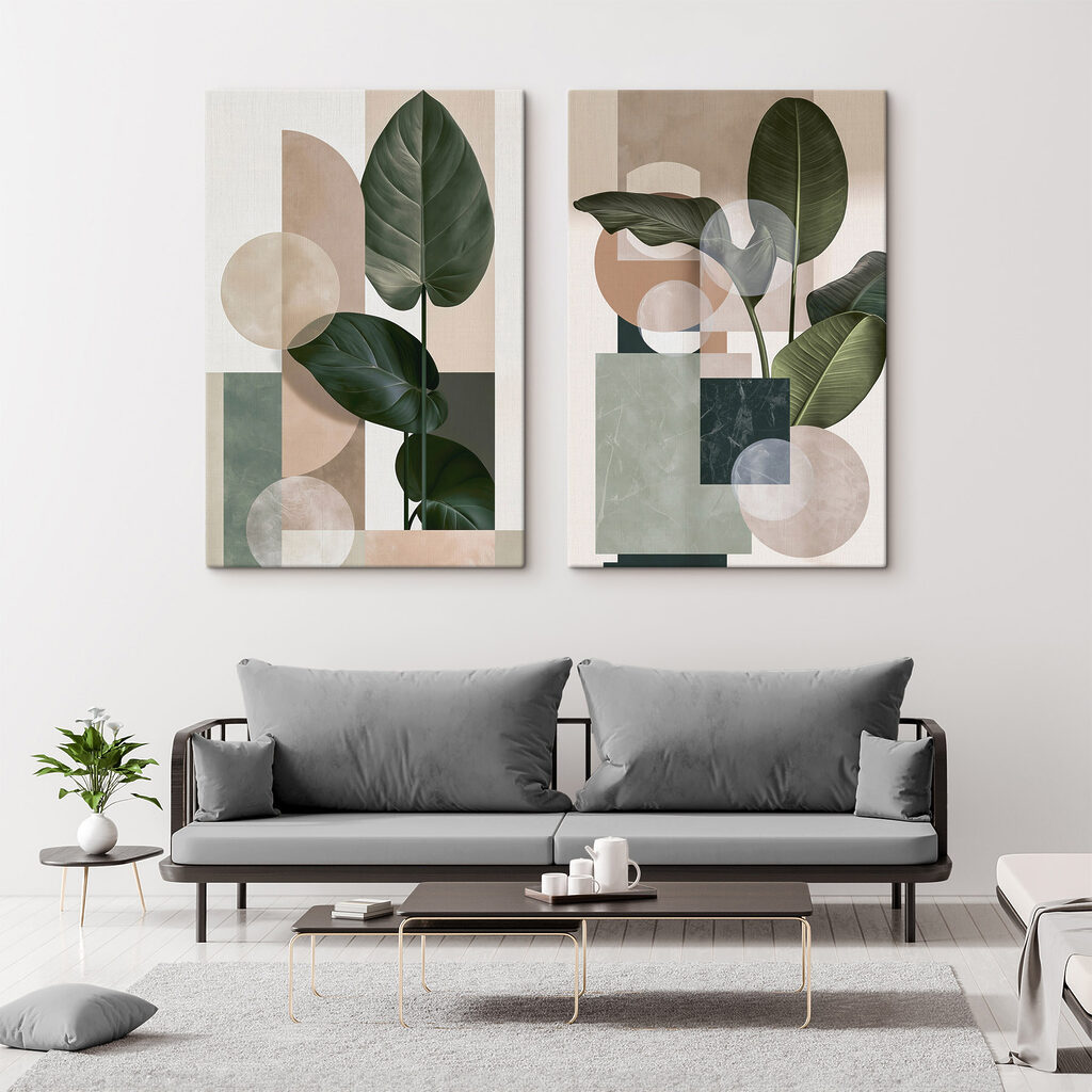 Frunză în lumină geometrică într-un interior