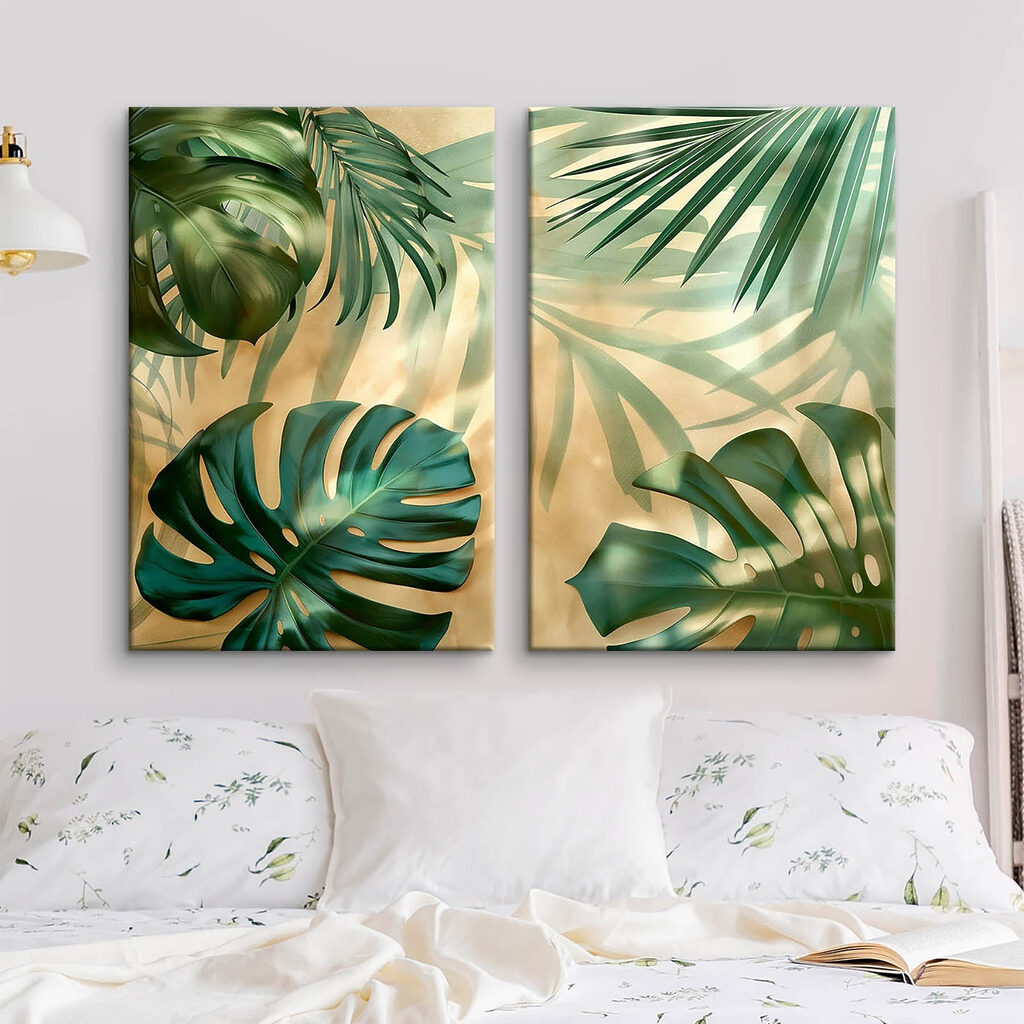 Lumină prin frunze tropicale într-un interior
