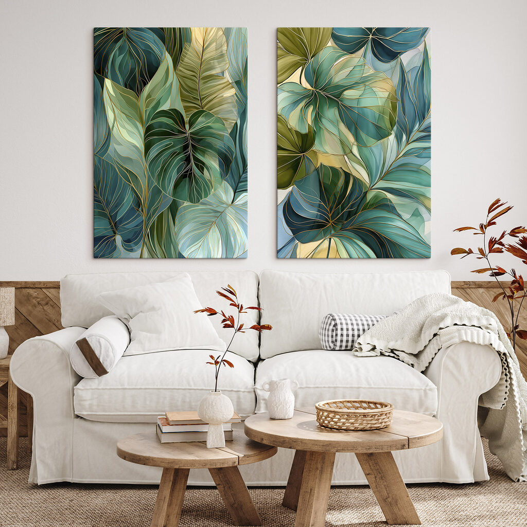 Verde tropical în straturi într-un interior