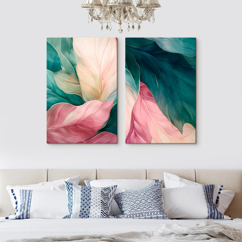Frunze în diagonală într-un interior
