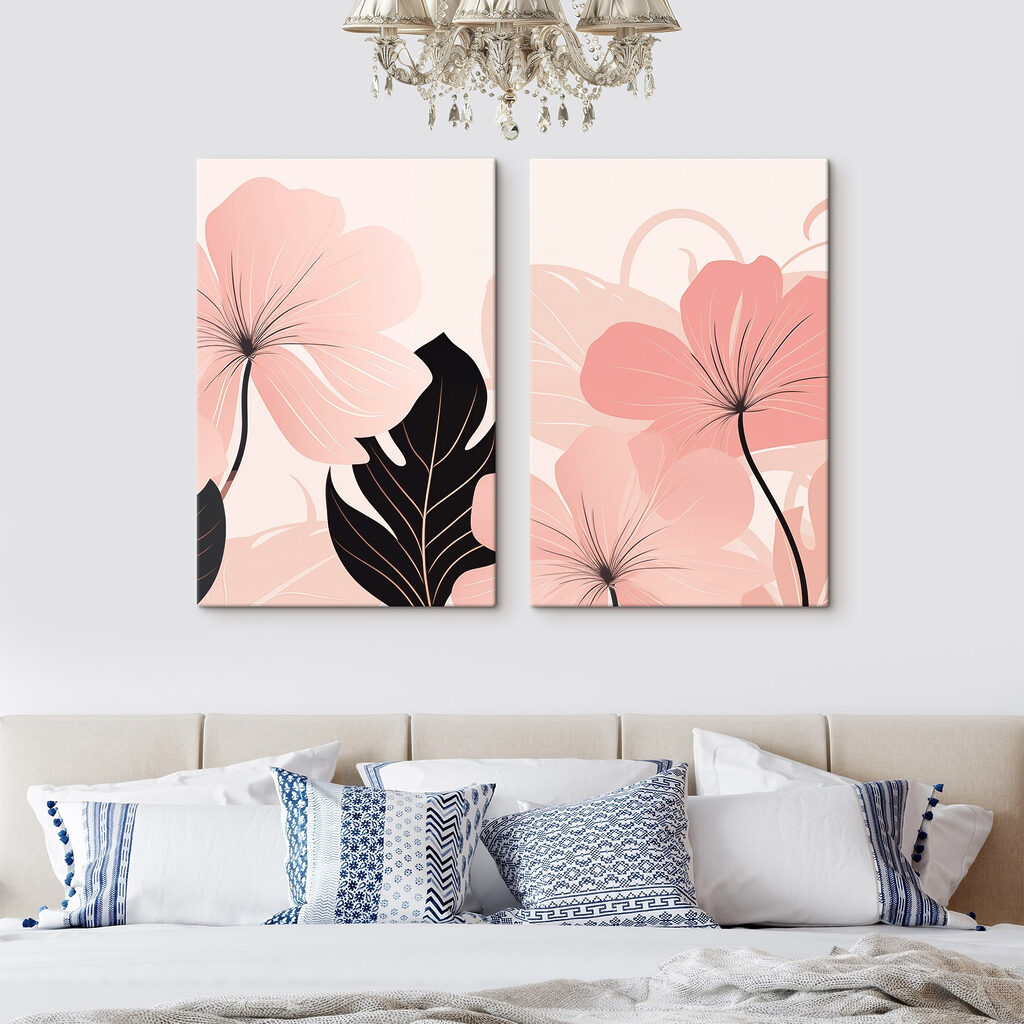 Flori roz delicate într-un interior