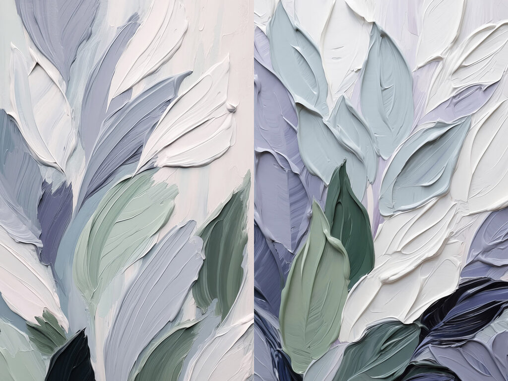 Frunze pastel în tușe — design complet