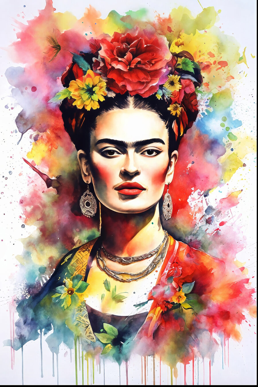 Portret în acuarelă florală — design complet