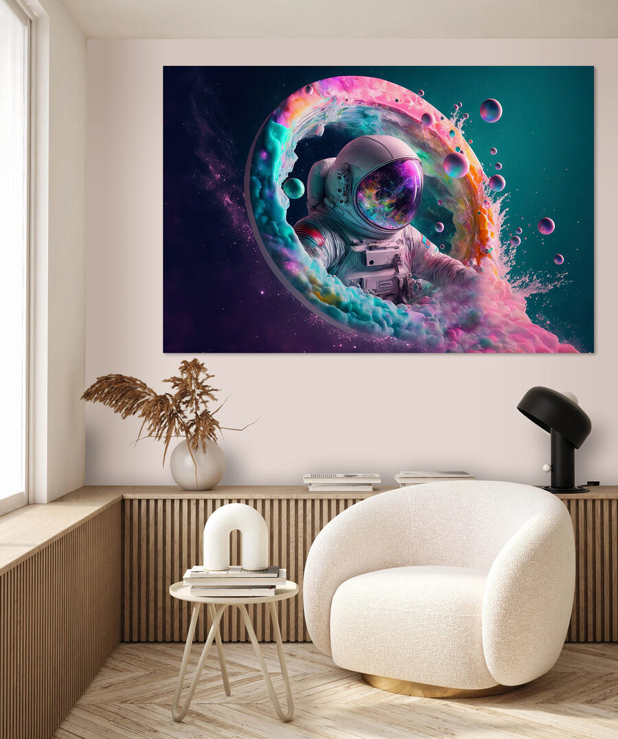 Astronaut în ceață colorată — interior 1