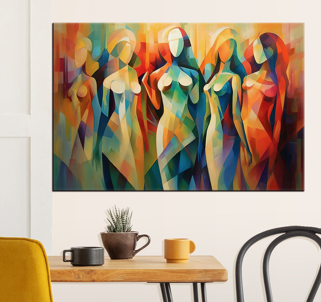 Femei în forme colorate într-un interior