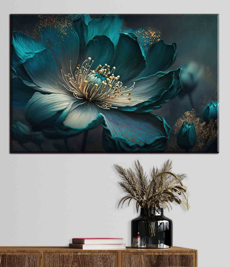 Floare turcoaz de aproape — interior 2