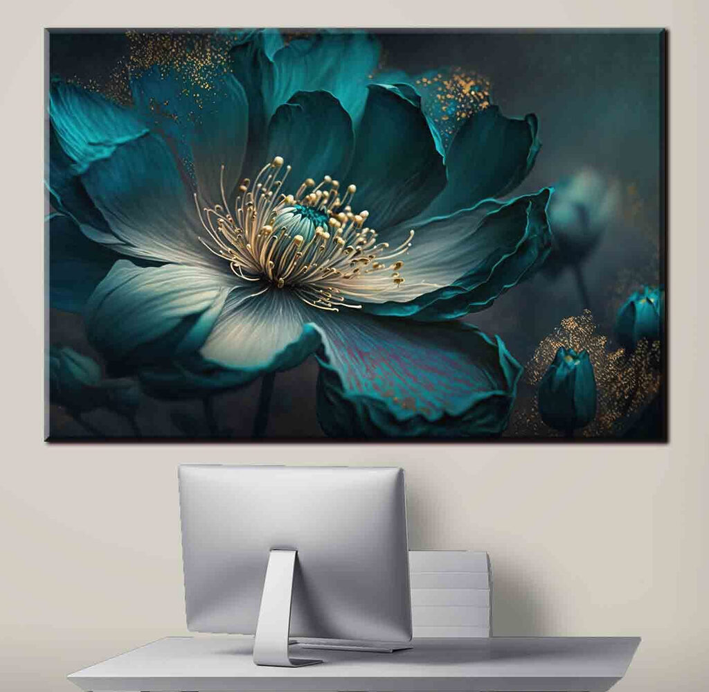 Floare turcoaz de aproape — interior 3