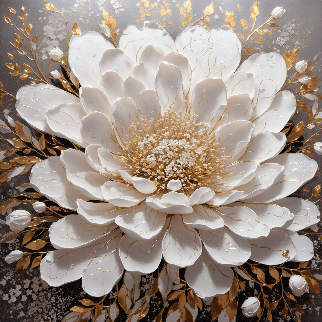Floare cu evantai alb — design complet