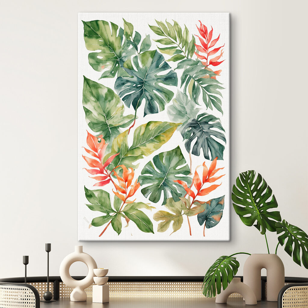 Ramuri tropicale pe alb — interior 1