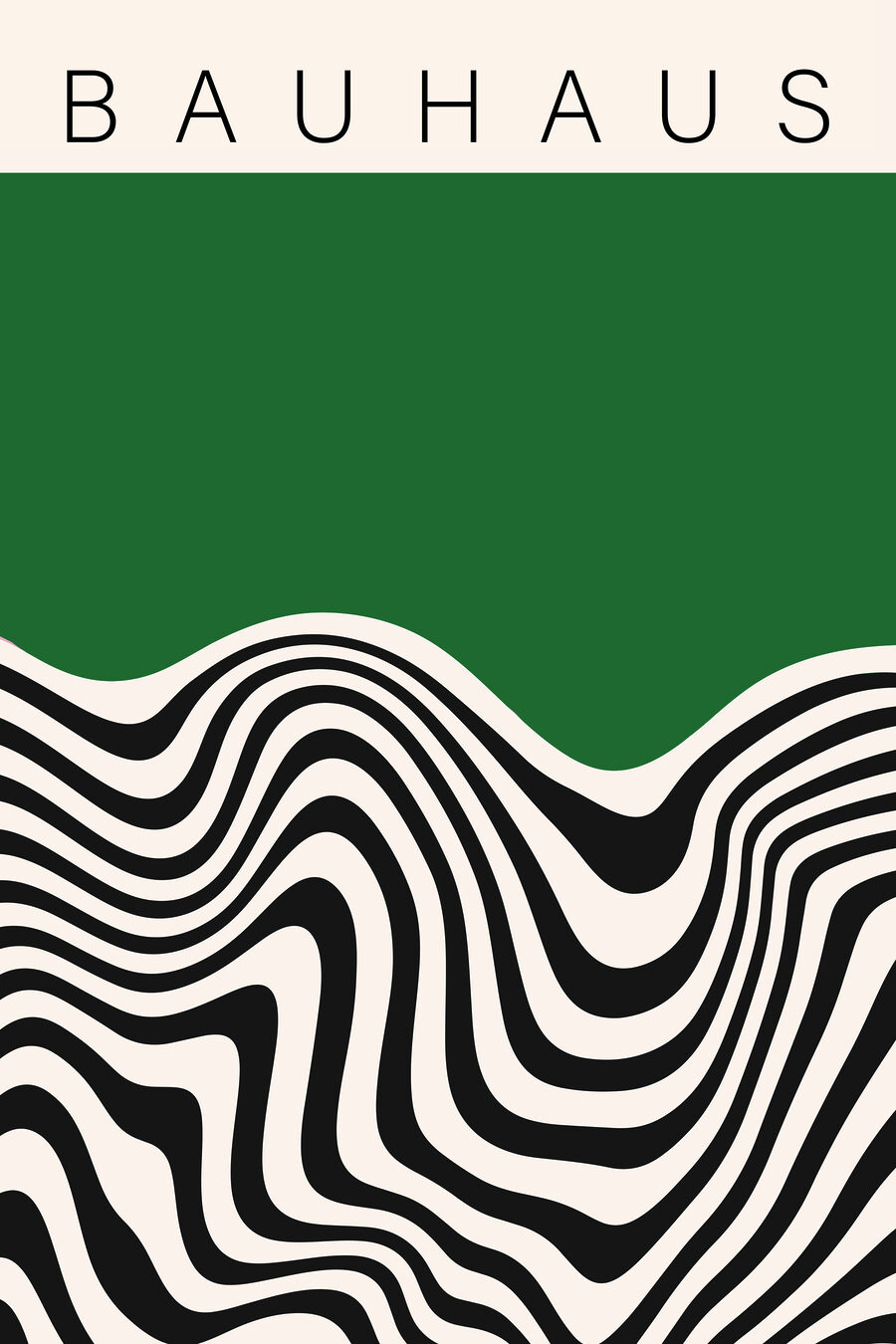 Valuri alb-negru sub verde — design complet
