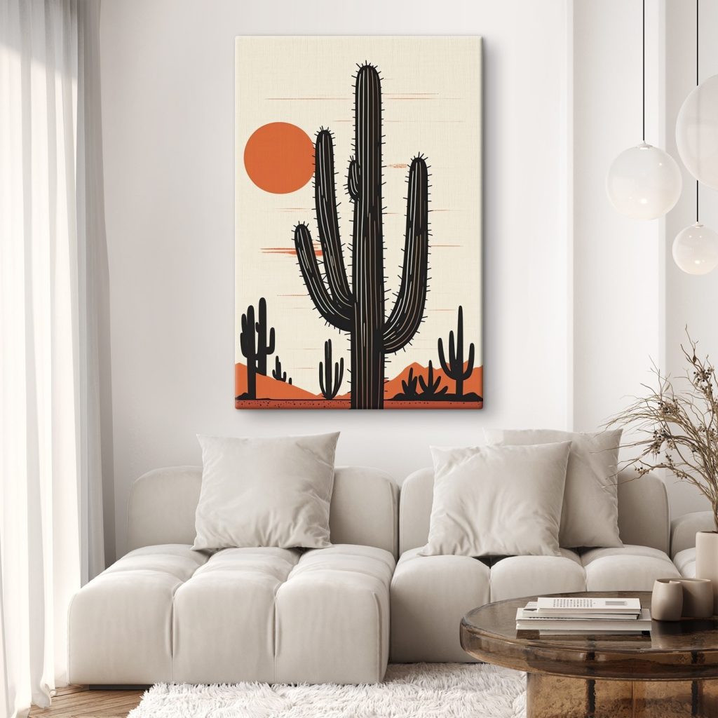 Cactuși în soare portocaliu — interior 2