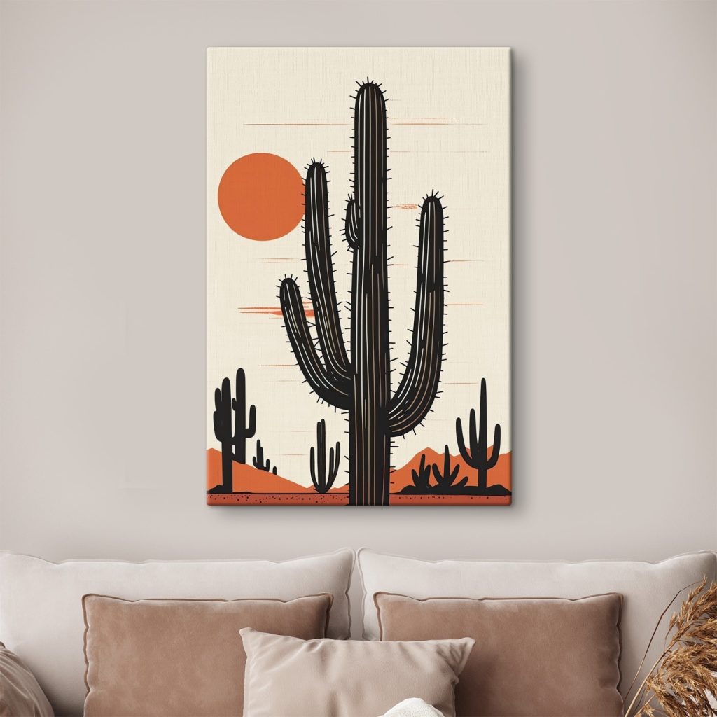 Cactuși în soare portocaliu — interior 1