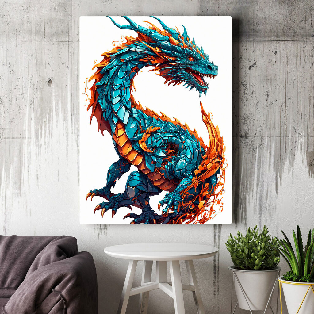 Dragon albastru și portocaliu — interior 1
