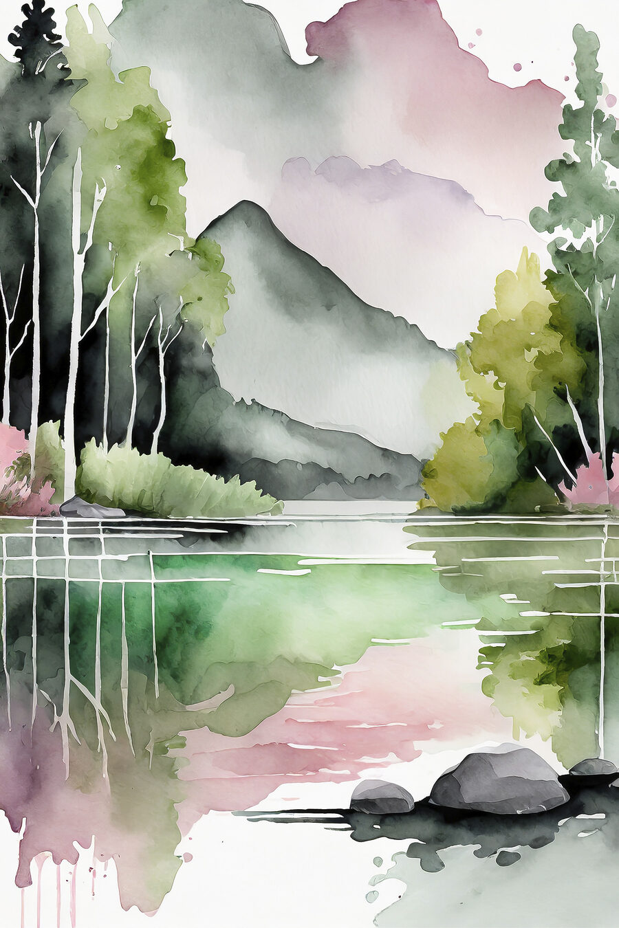 Lac încadrat de ramuri — design complet