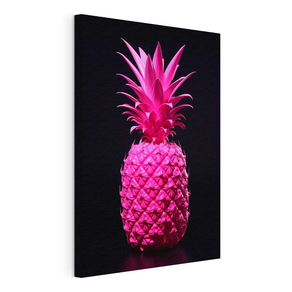 Ananas în roz aprins, tablou pe pânză întinsă, cu margine continuă