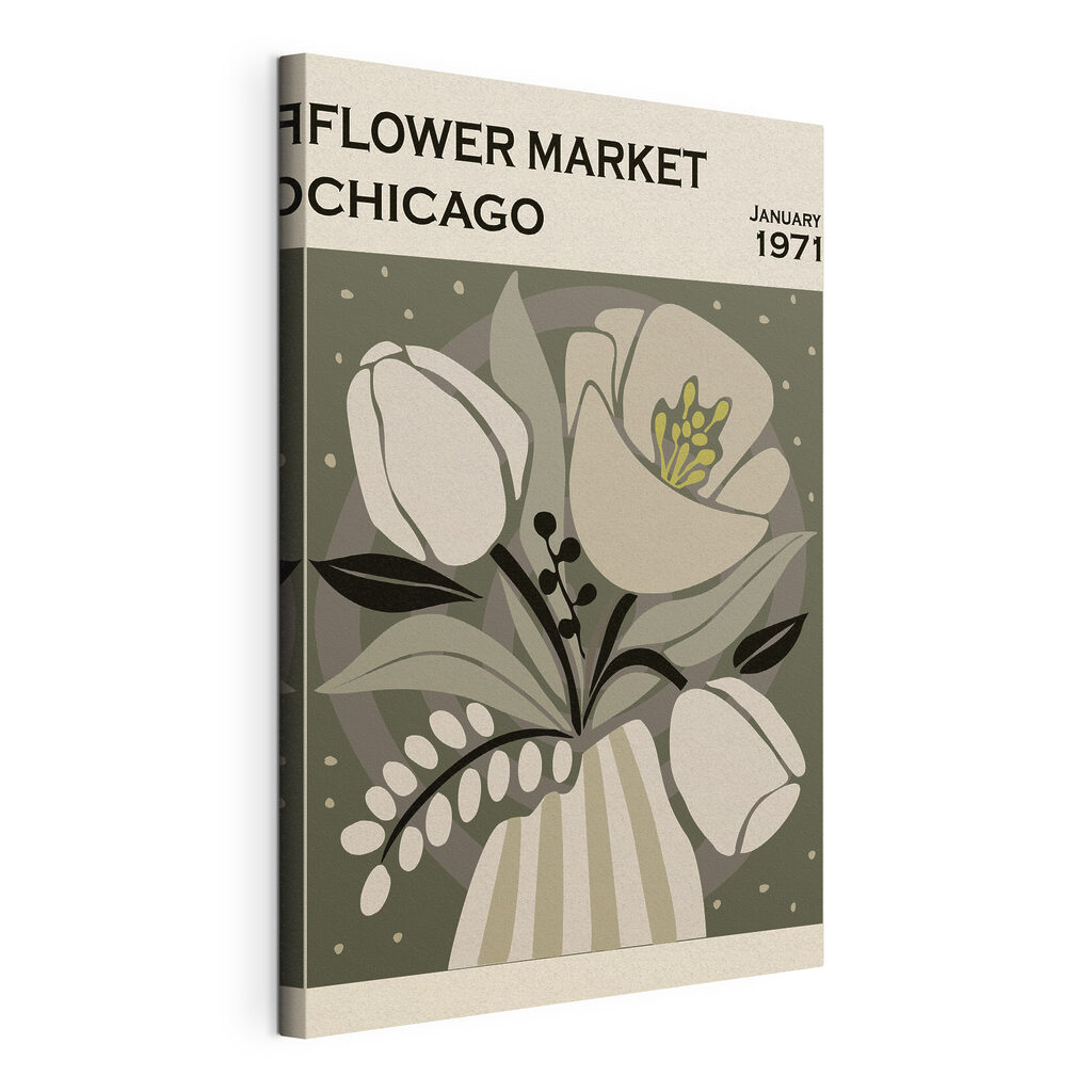 Piața de flori Chicago, tablou pe pânză întinsă, cu margine continuă