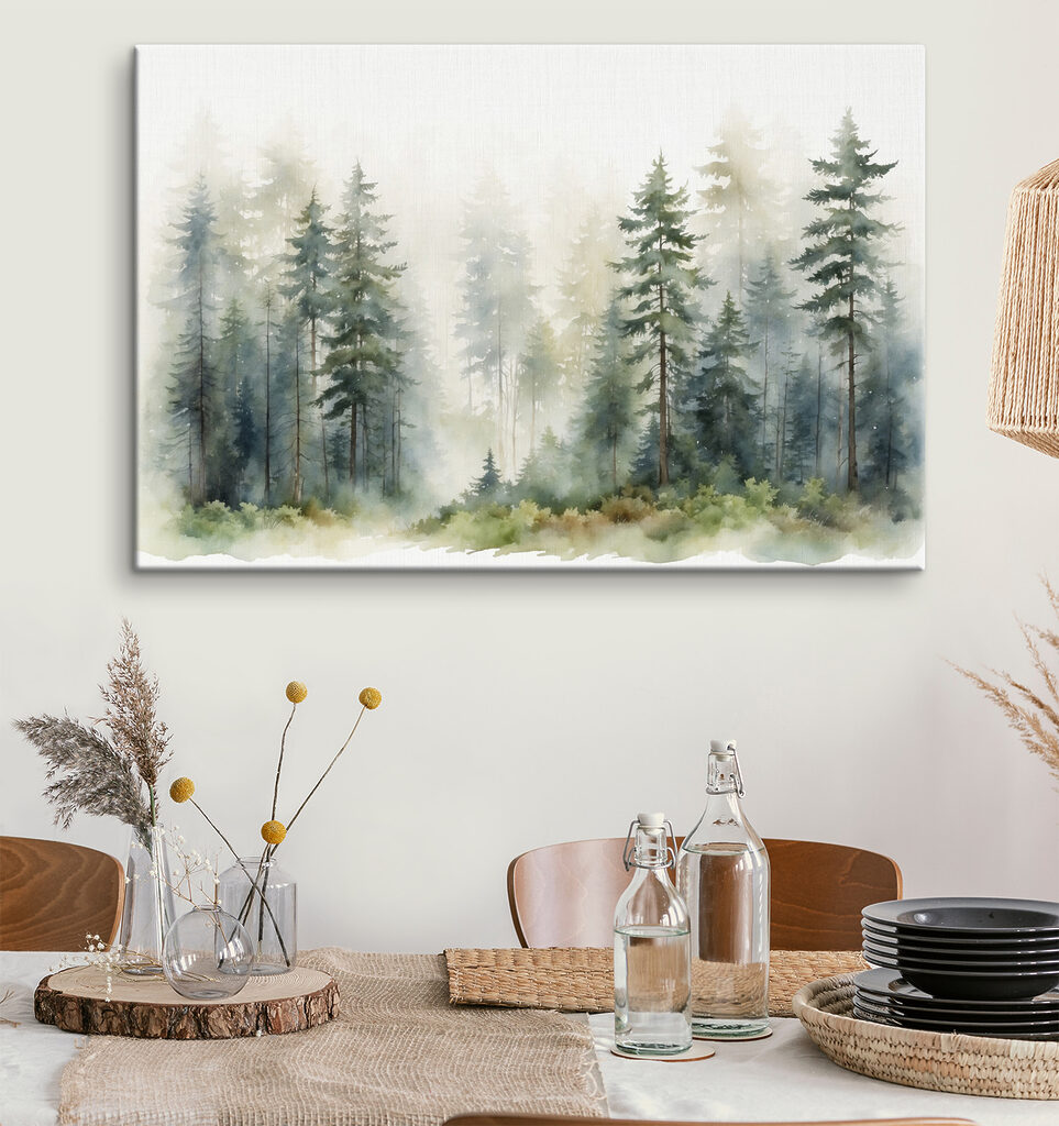 Conifere în ceață verde — interior 3