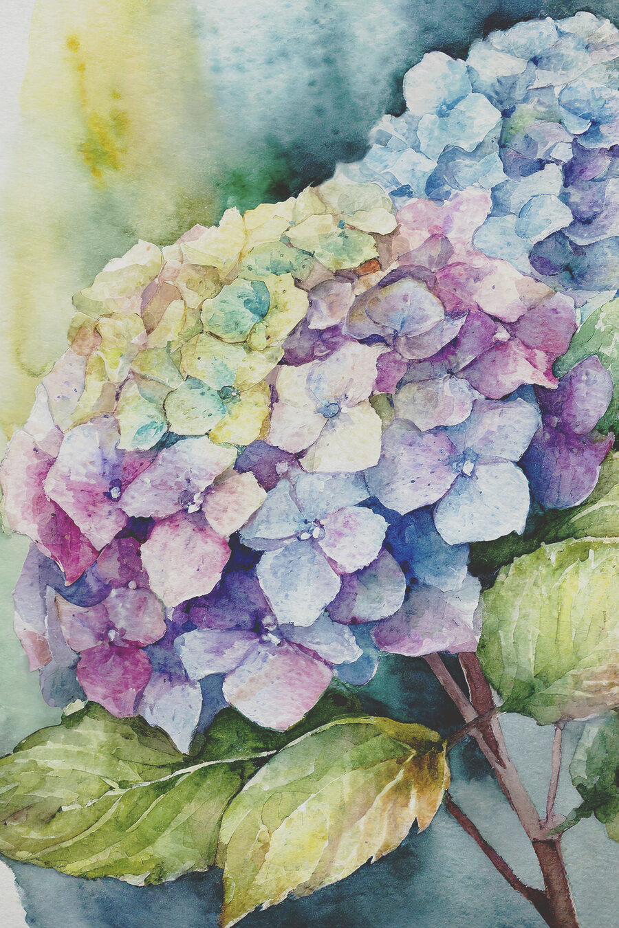 Hortensie între frunze — design complet