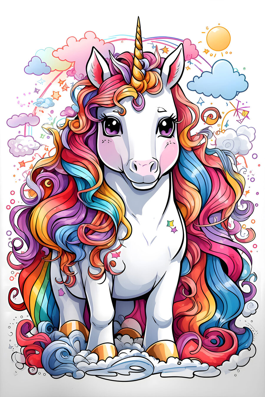 Unicorn printre bucle — design complet