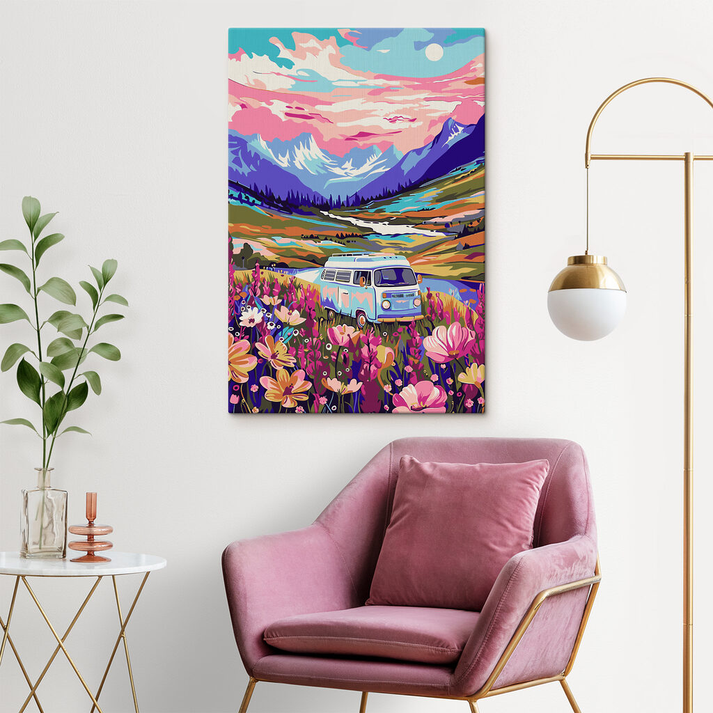 Microbuz printre flori — interior 1