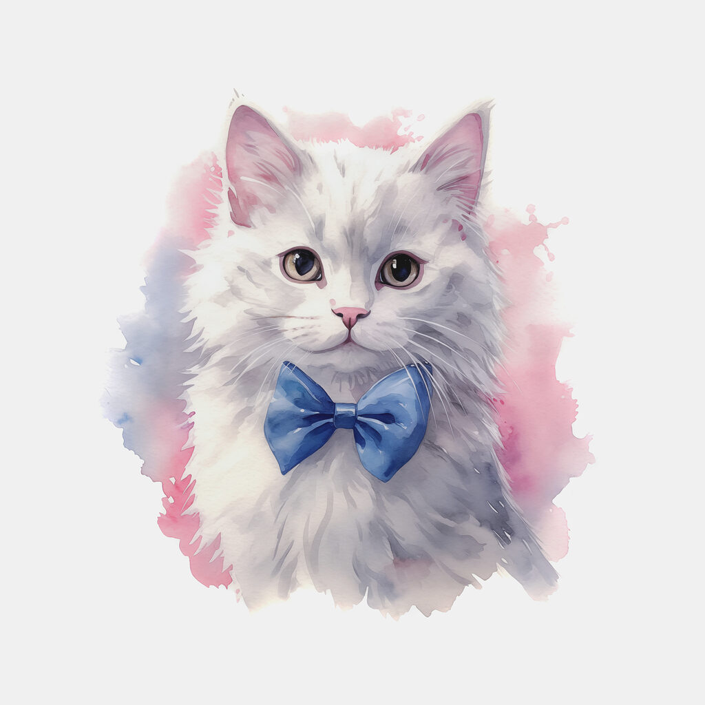 Pisică cu papion — design complet