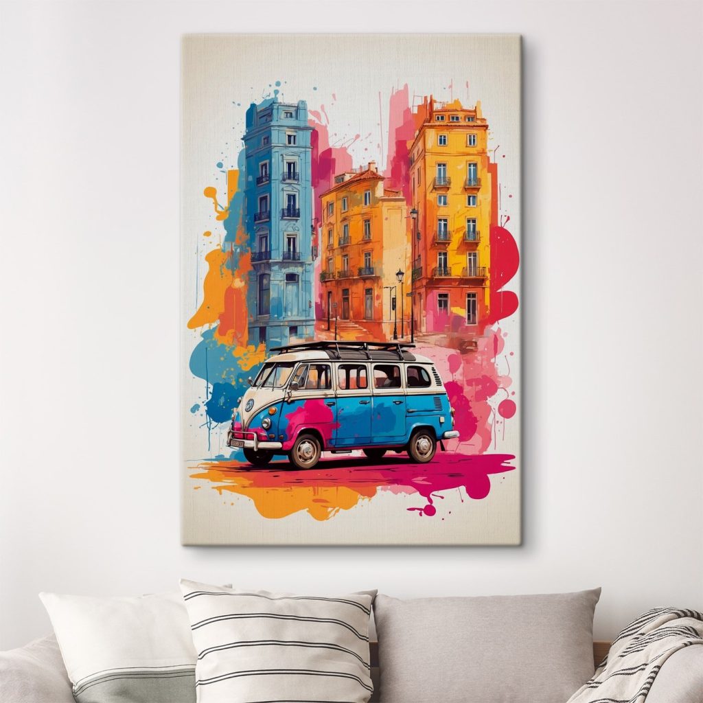Microbuz lângă case colorate — interior 3