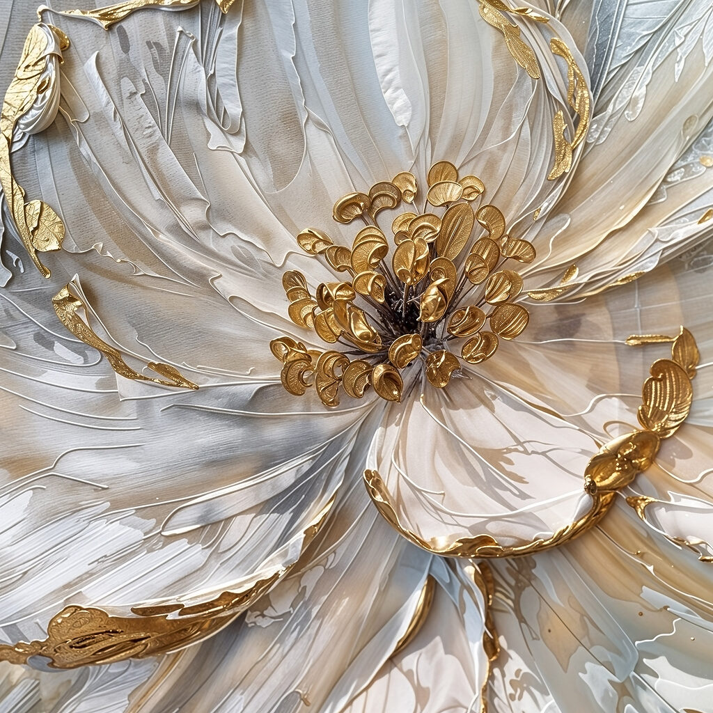 Floare albă, planuri vopsite — design complet
