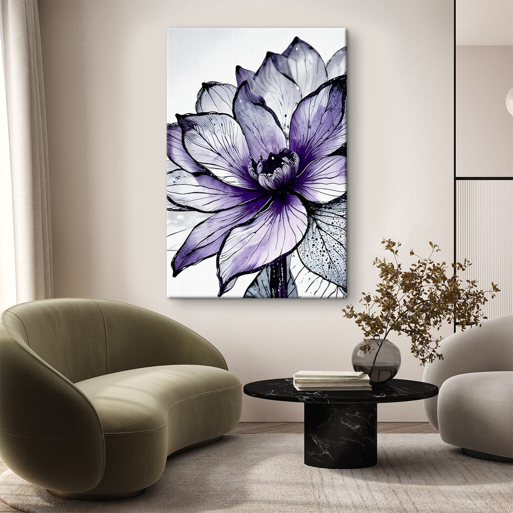 Floare mov, nervuri fine — interior 1