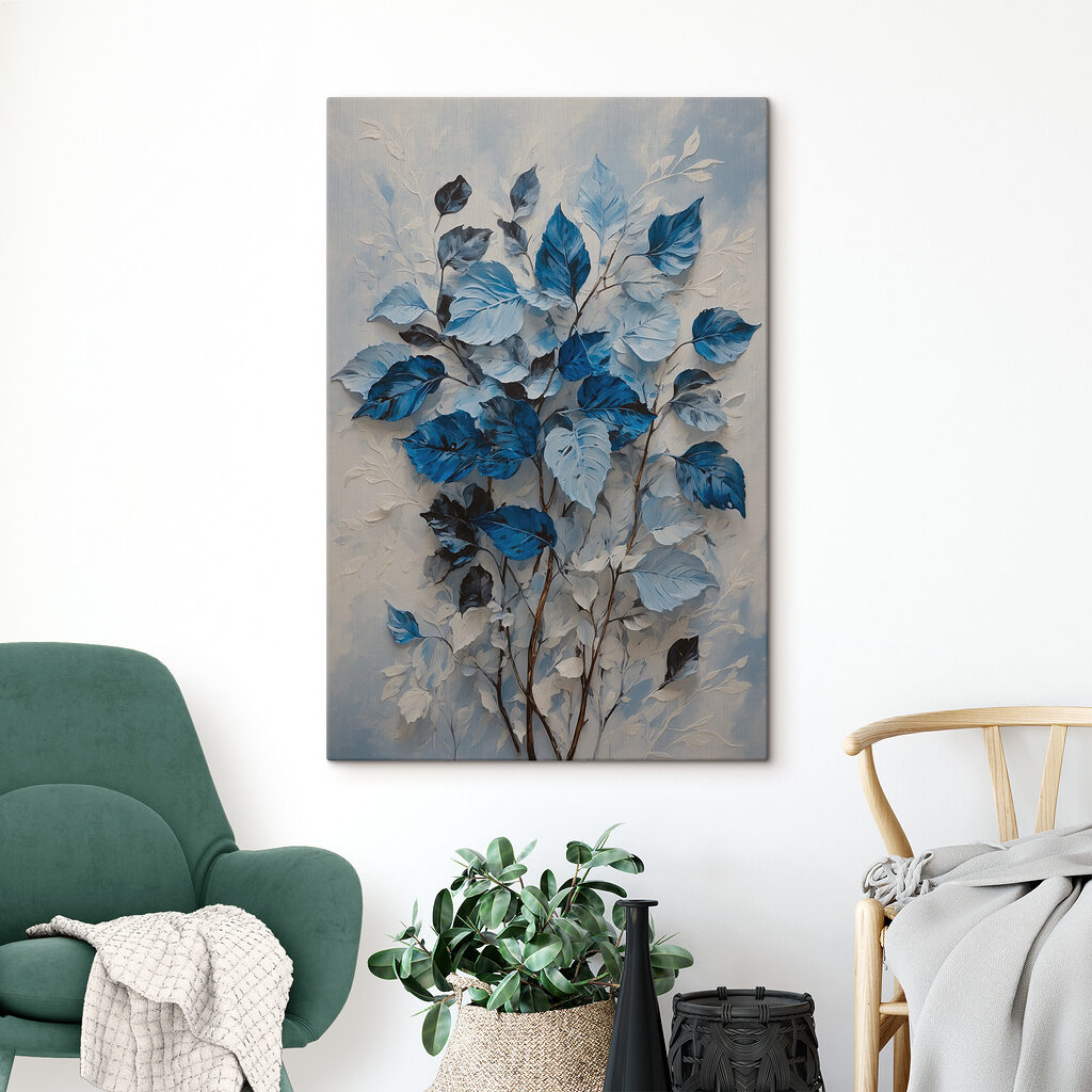 Frunze albastre pe gri — interior 2