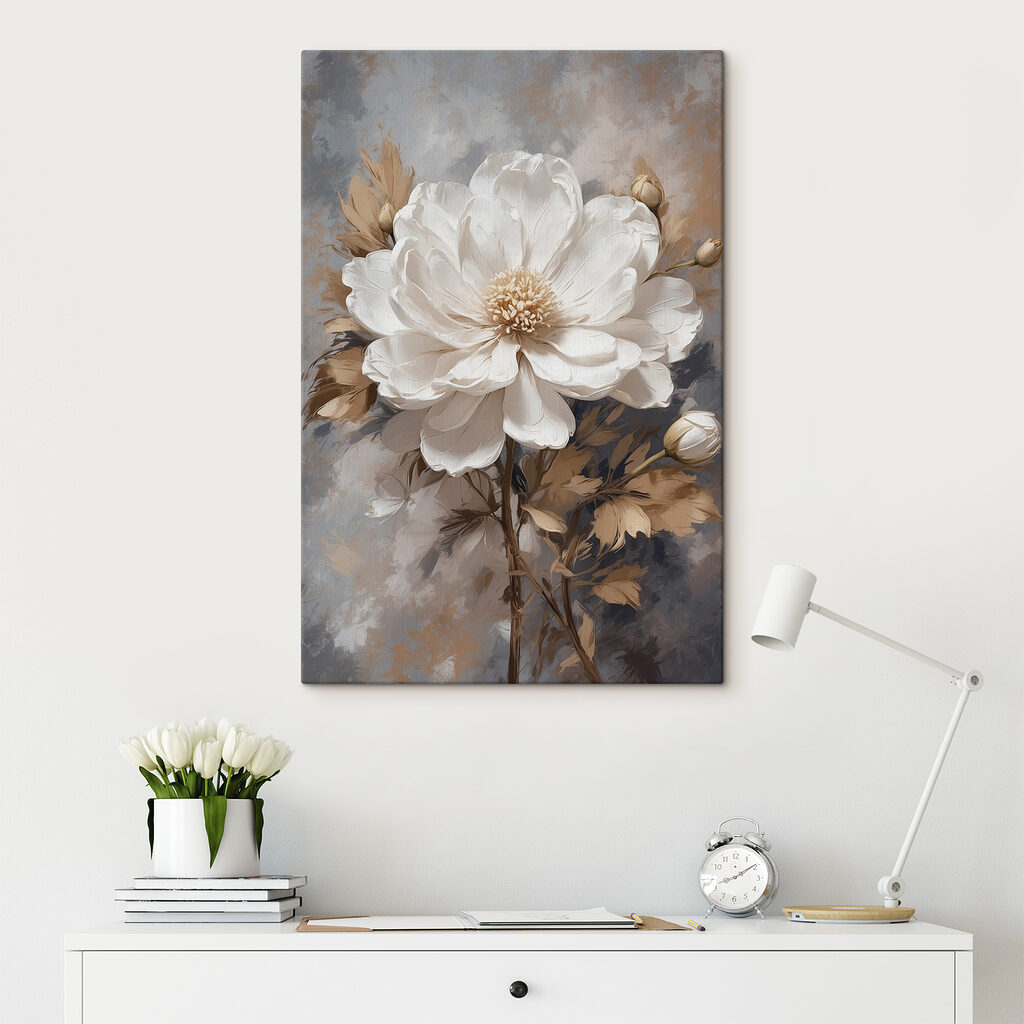 Flori albe, frunze ocru — interior 2