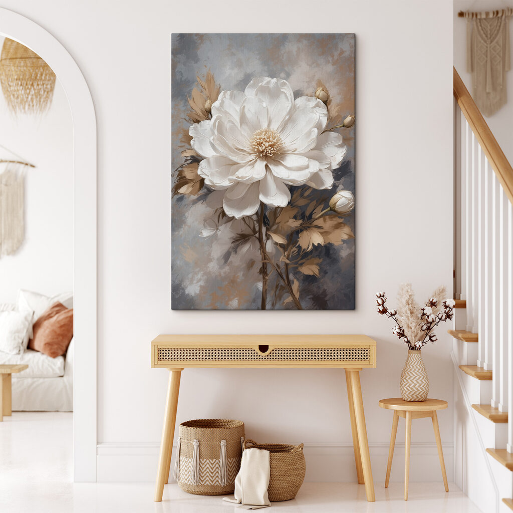 Flori albe, frunze ocru — interior 3