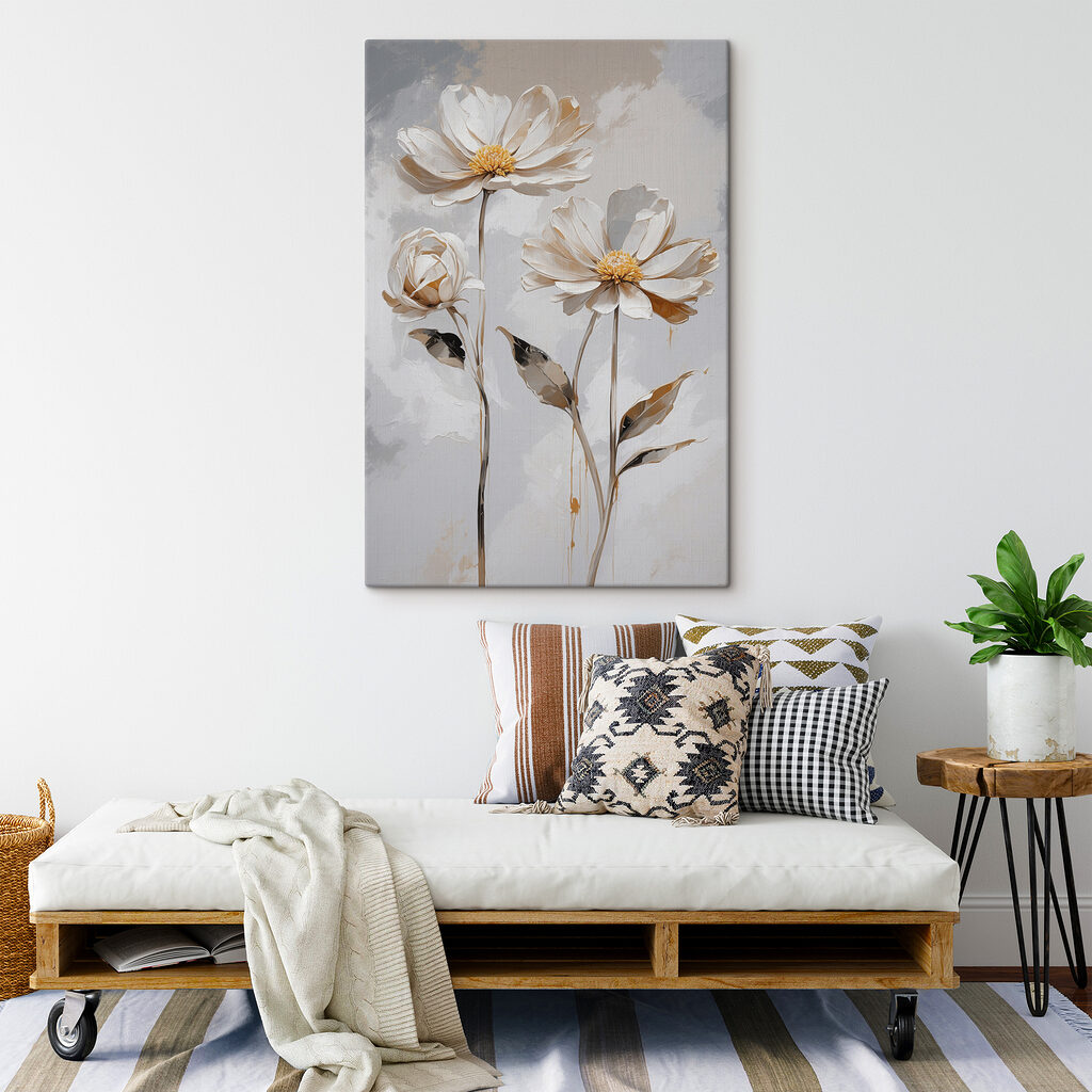 Flori albe, frunze bej — interior 2