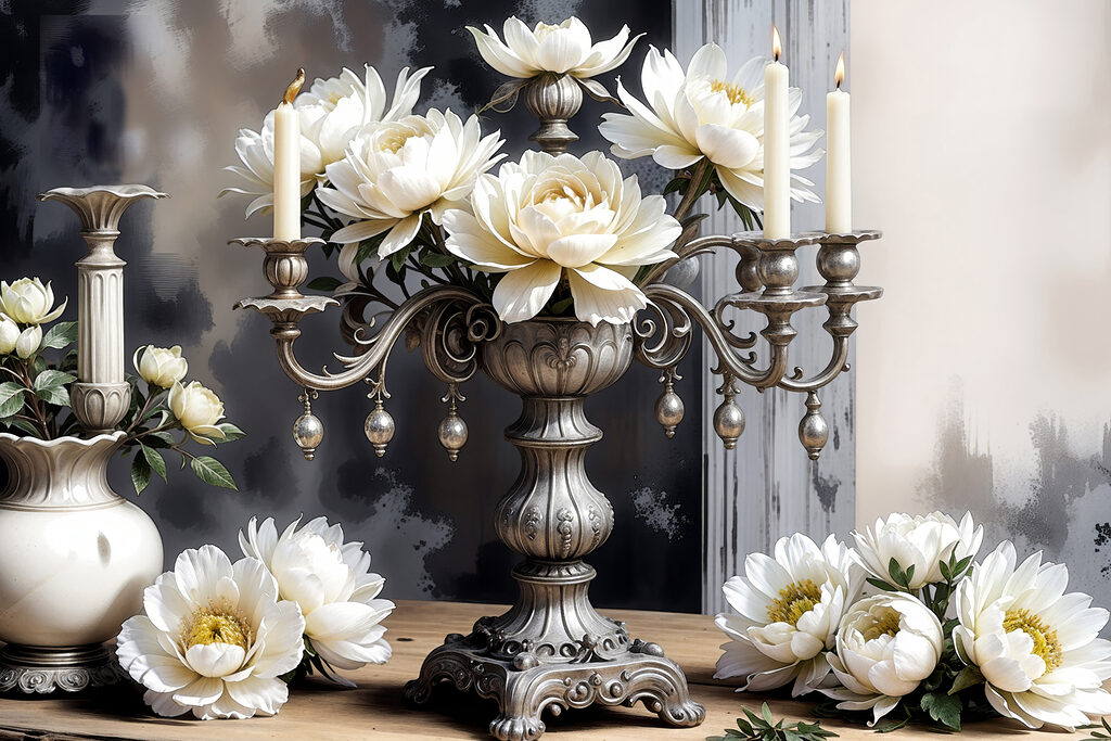 Lotuși albi la lumânări — design complet