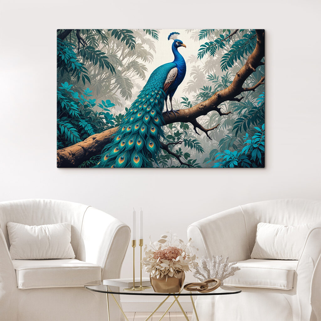 Păun pe ramură tropicală — interior 2