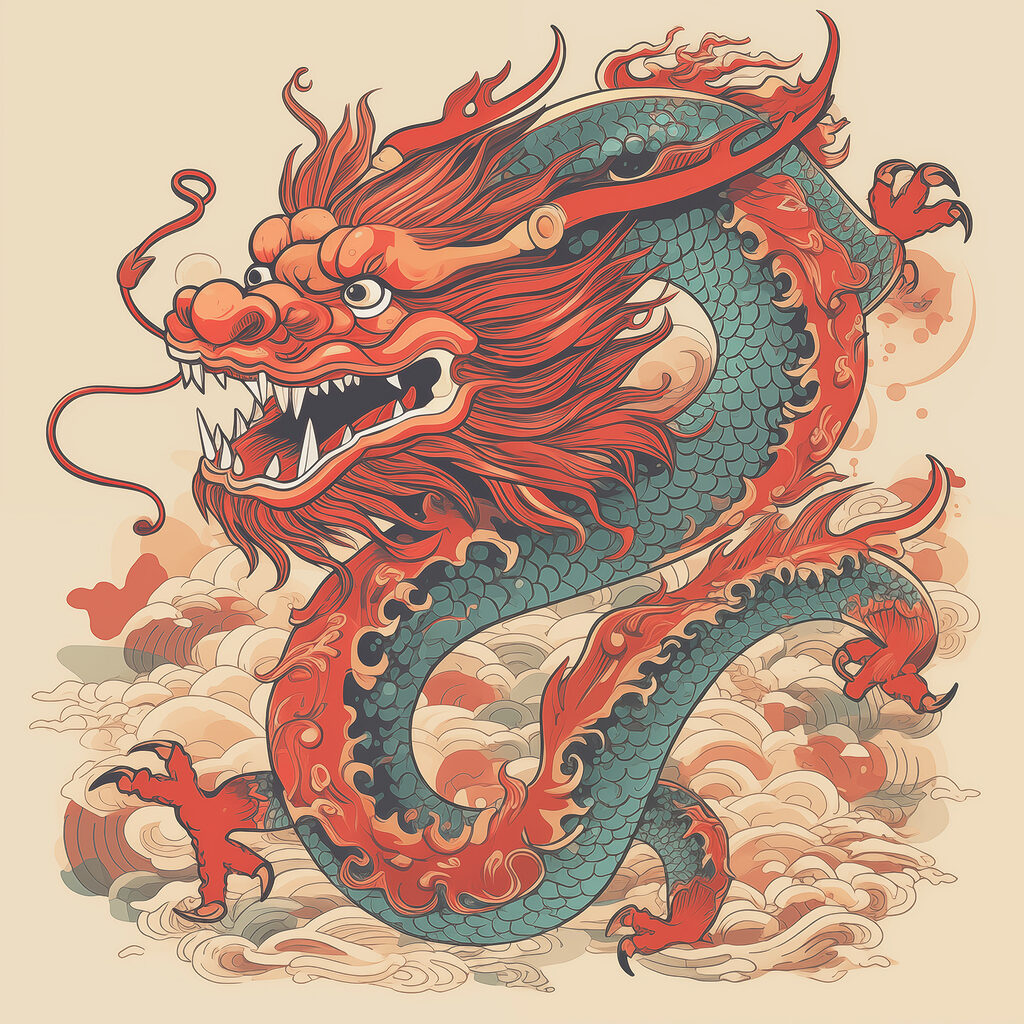 Dragon între nori — design complet