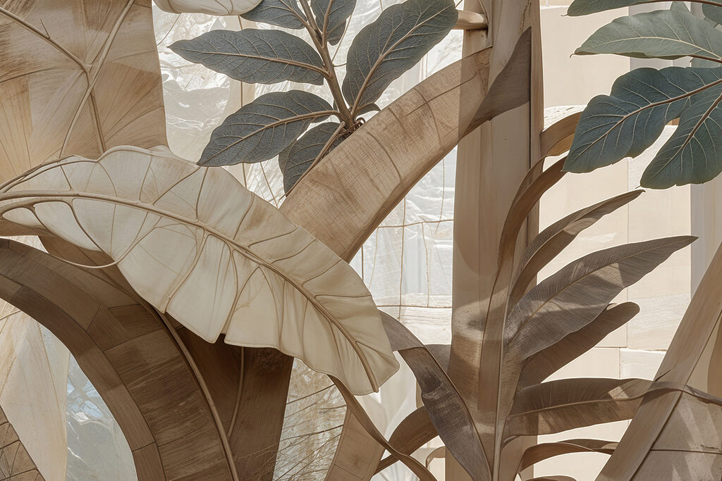 Frunze tropicale în maro — design complet