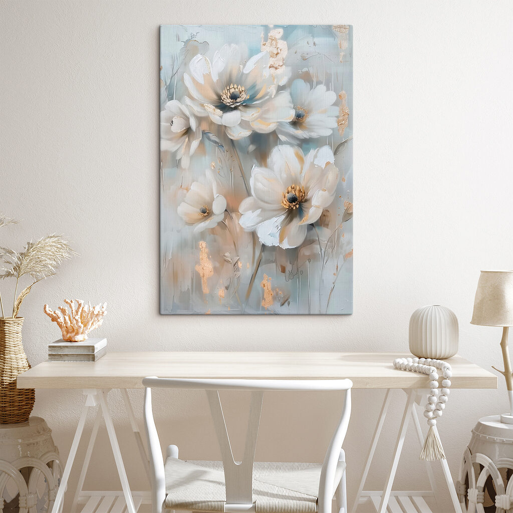 Flori albe, albastru deschis — interior 2