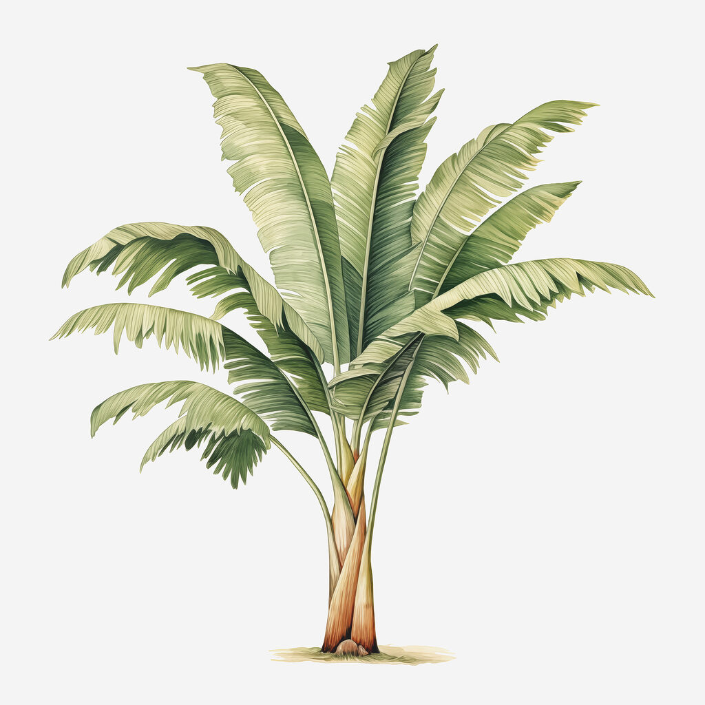 Frunze de banan, acuarelă — design complet
