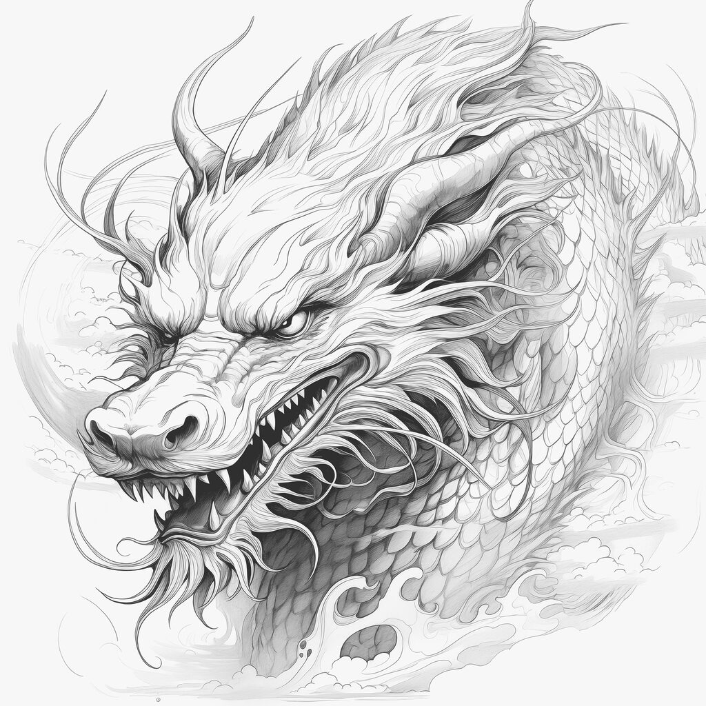 Cap de dragon desenat — design complet
