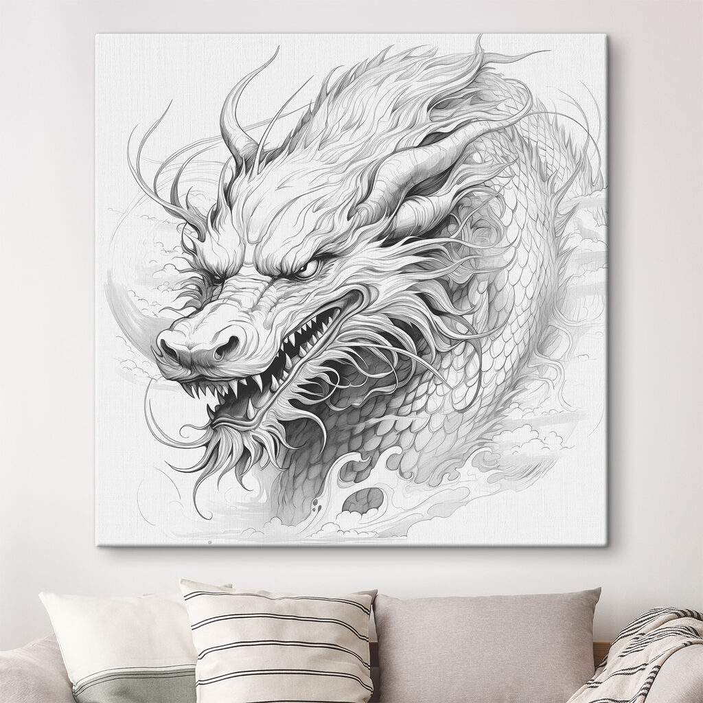 Cap de dragon desenat — interior 1