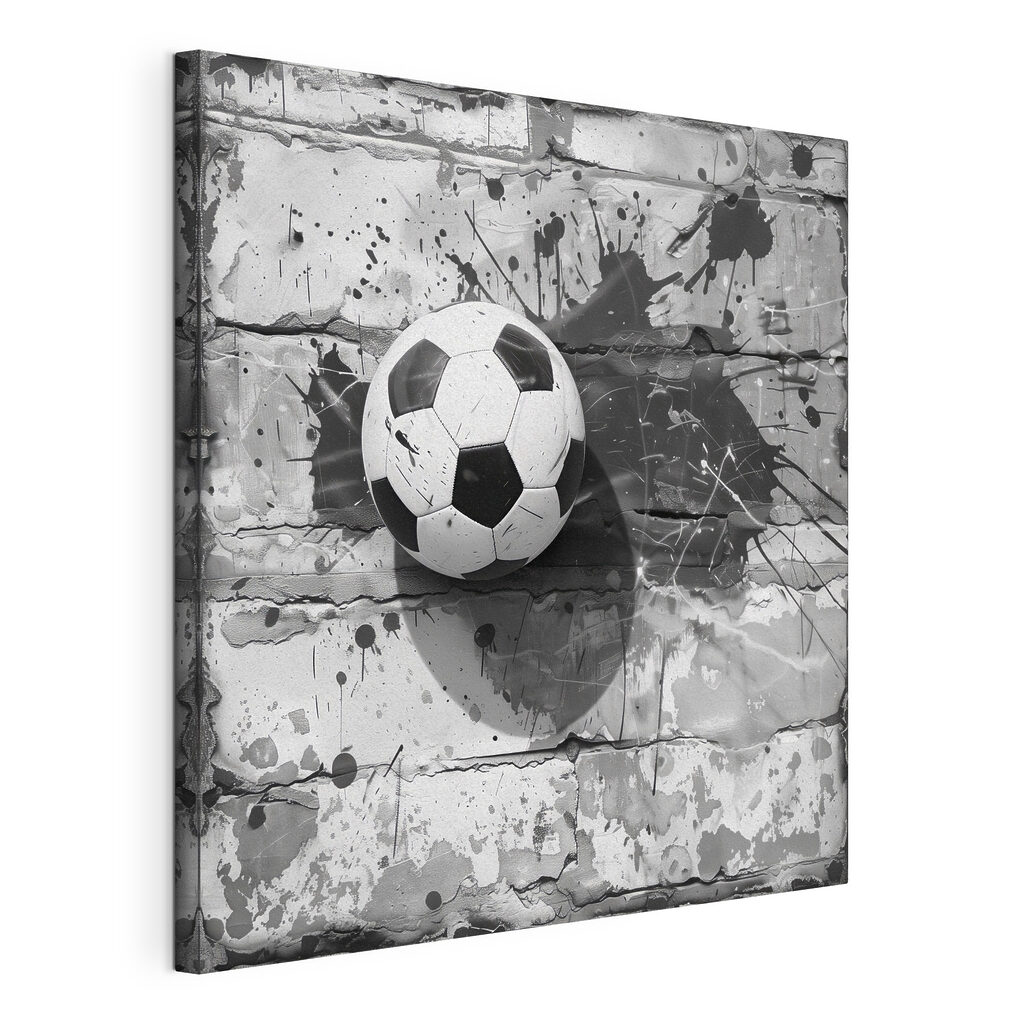 Fotbal pe piatră veche, tablou pe pânză întinsă, cu margine continuă