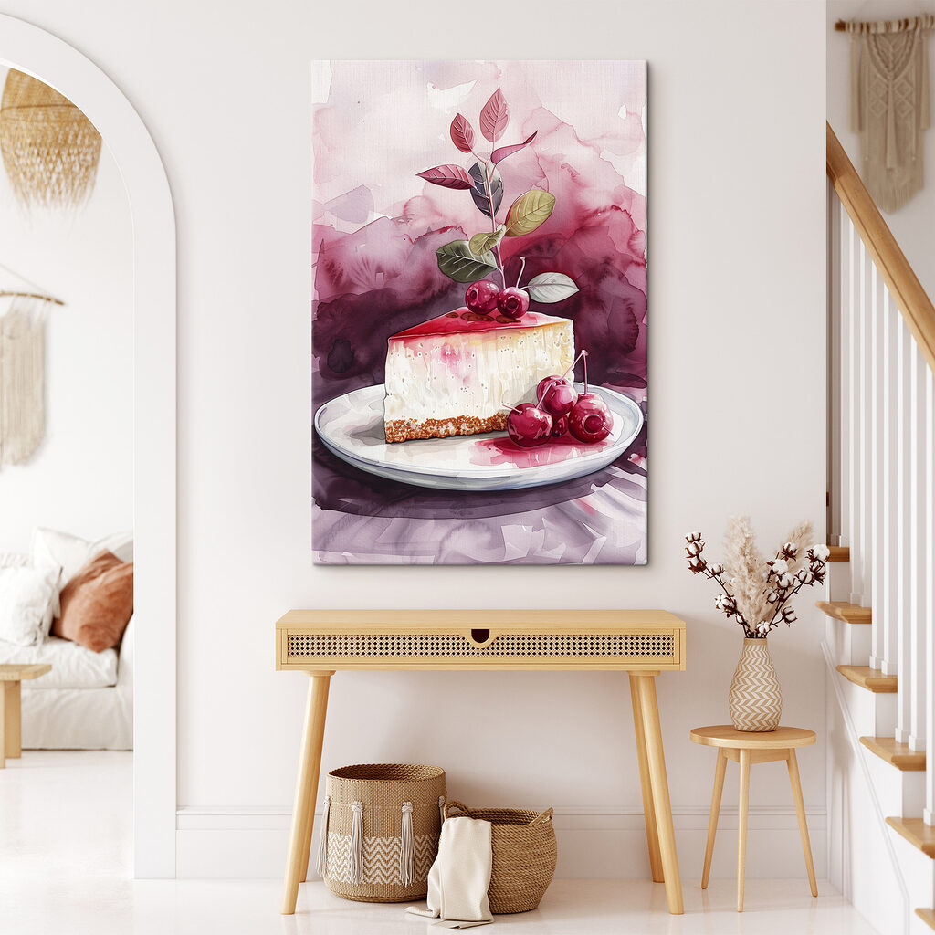 Cheesecake cu cireșe într-un interior
