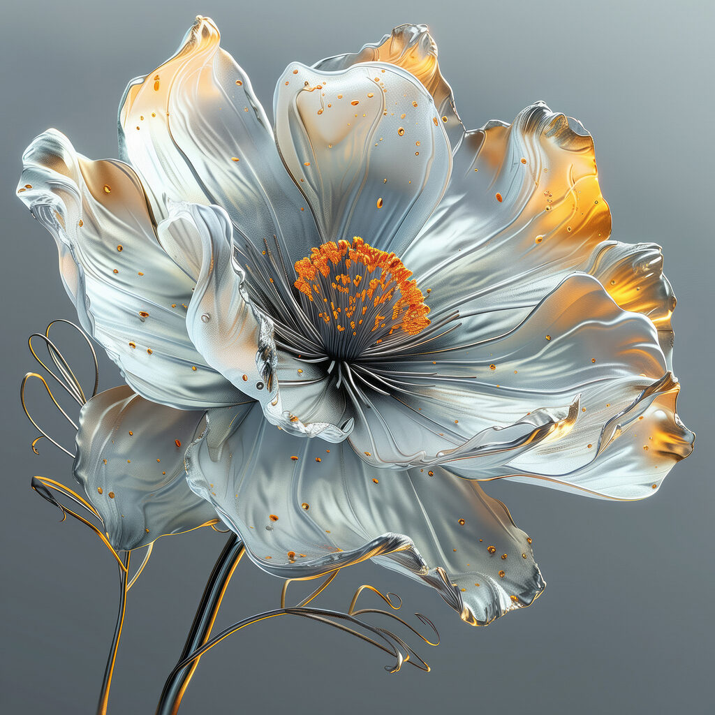 Floare argintie-albastră — design complet