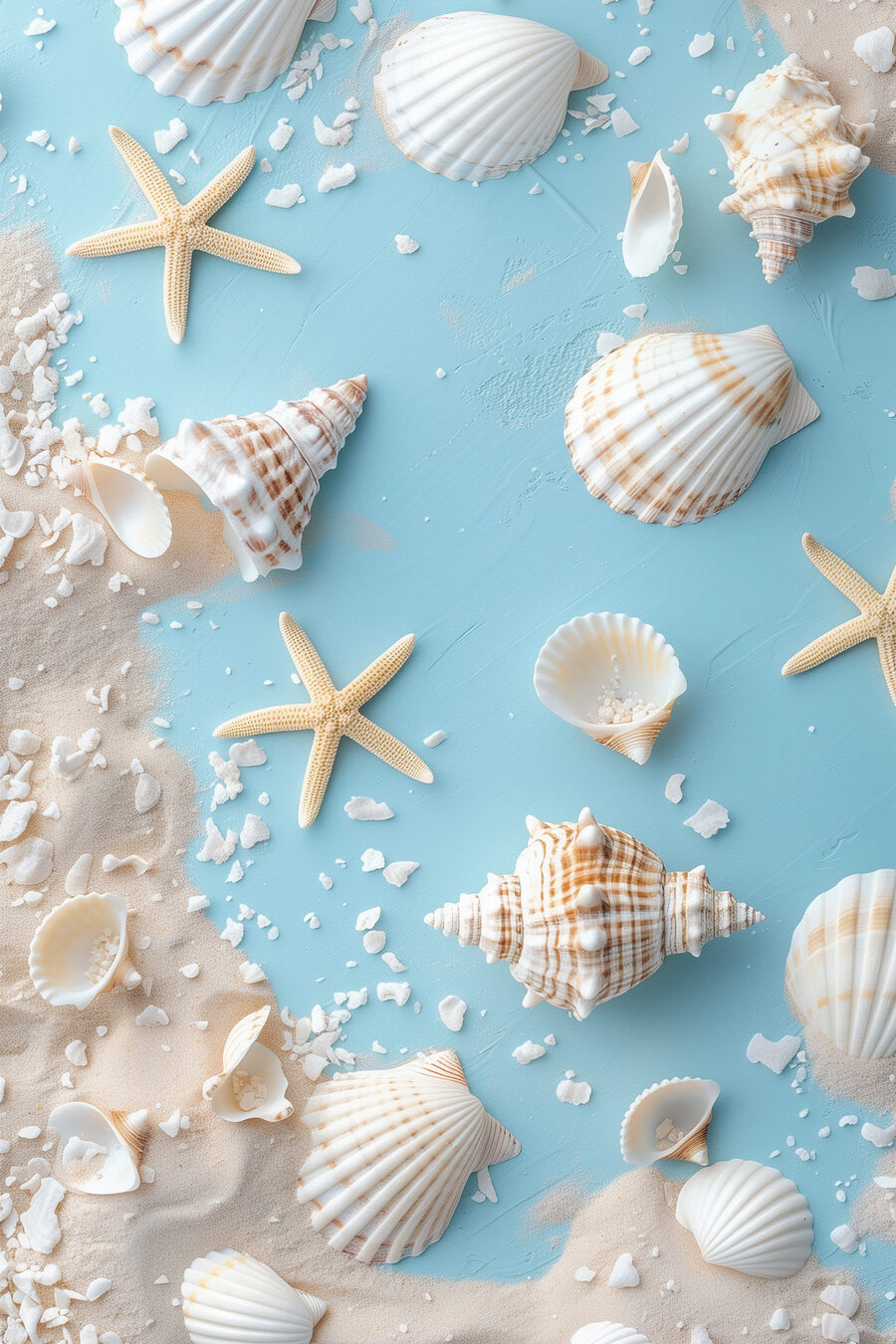 Scoici pe albastru marin — design complet