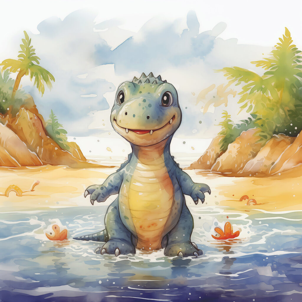 Dinozaur la plajă — design complet