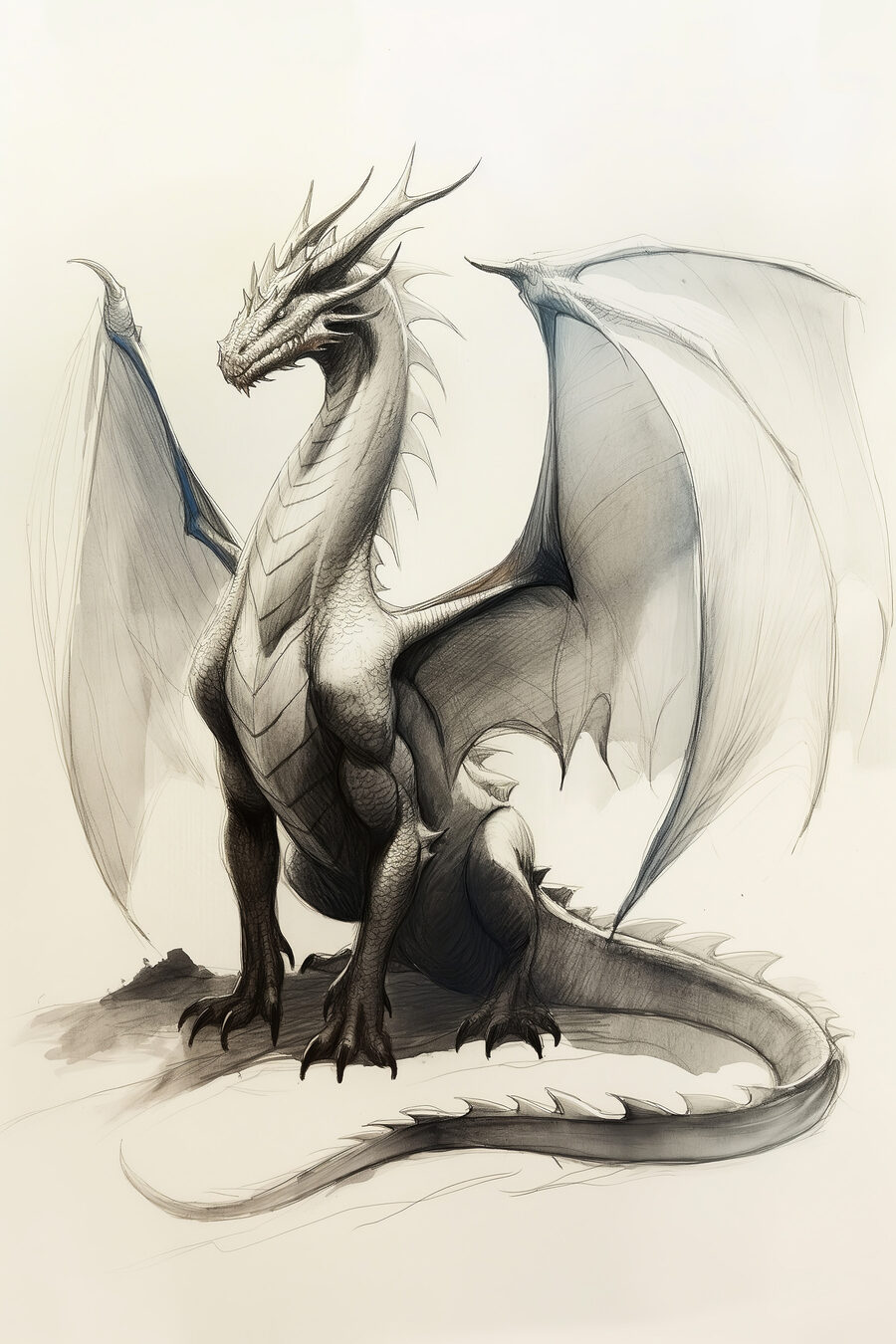 Dragon cu aripi întinse — design complet