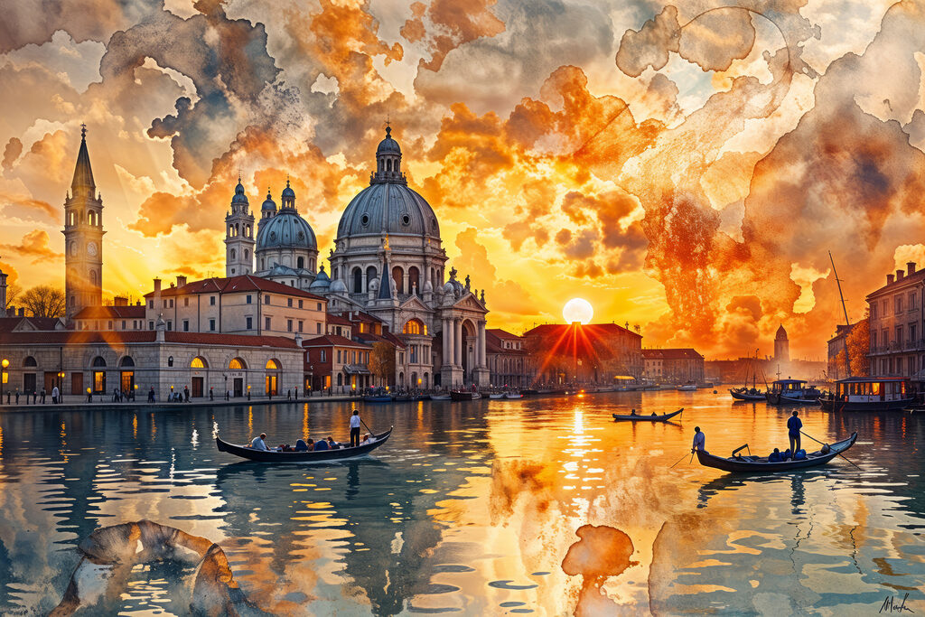 Veneția sub nori portocalii — design complet