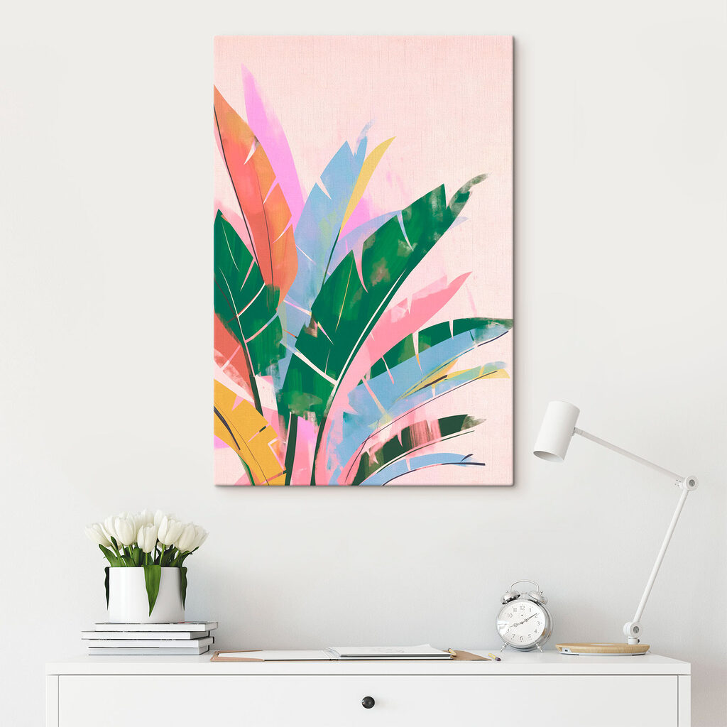 Frunze pastelate pe roz — interior 1